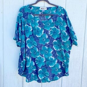 1980s-90s Vintage We Be Bop Indonesian Floral Rayon Top